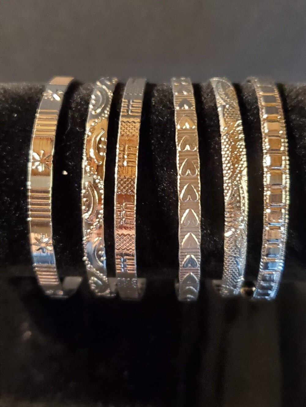 Complete 12-Piece Silver-Tone Stackable Bangle Set - Textured Boho Stack - Picture 7 of 9